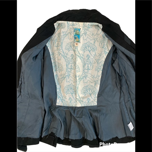 Burning Torch Anthropologie Shabby Chic Black Three Button Blazer Jacket Size S - Picture 6 of 8